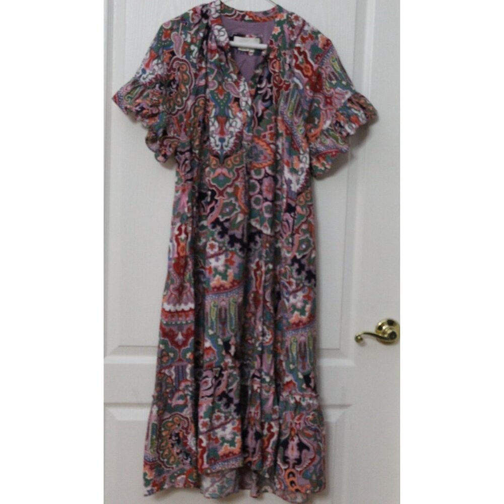 Anthropologie Flowy Peasant Colorful Maxi Dress Size Petite Extra Small - Picture 5 of 9